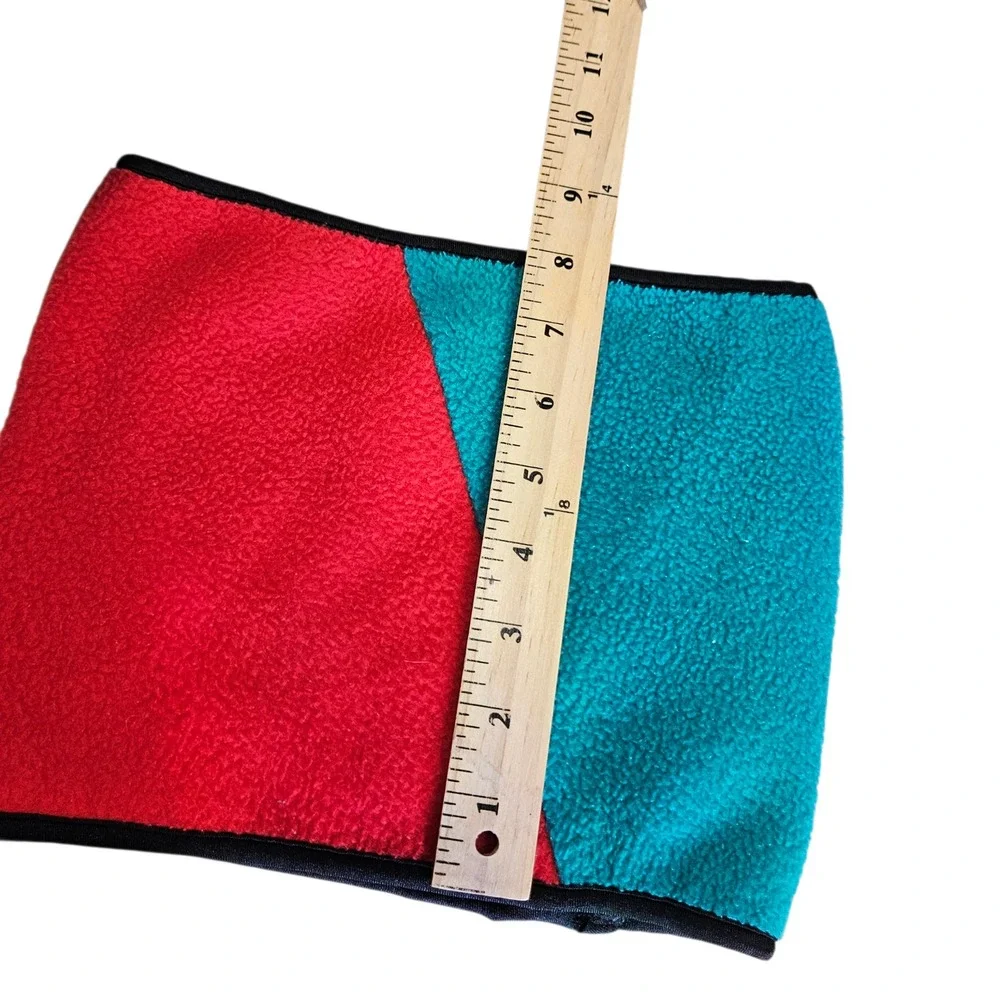 Columbia 90s Fleece Neck Warmer Gaiter Color Block Teal Blue Red Winter Made USA